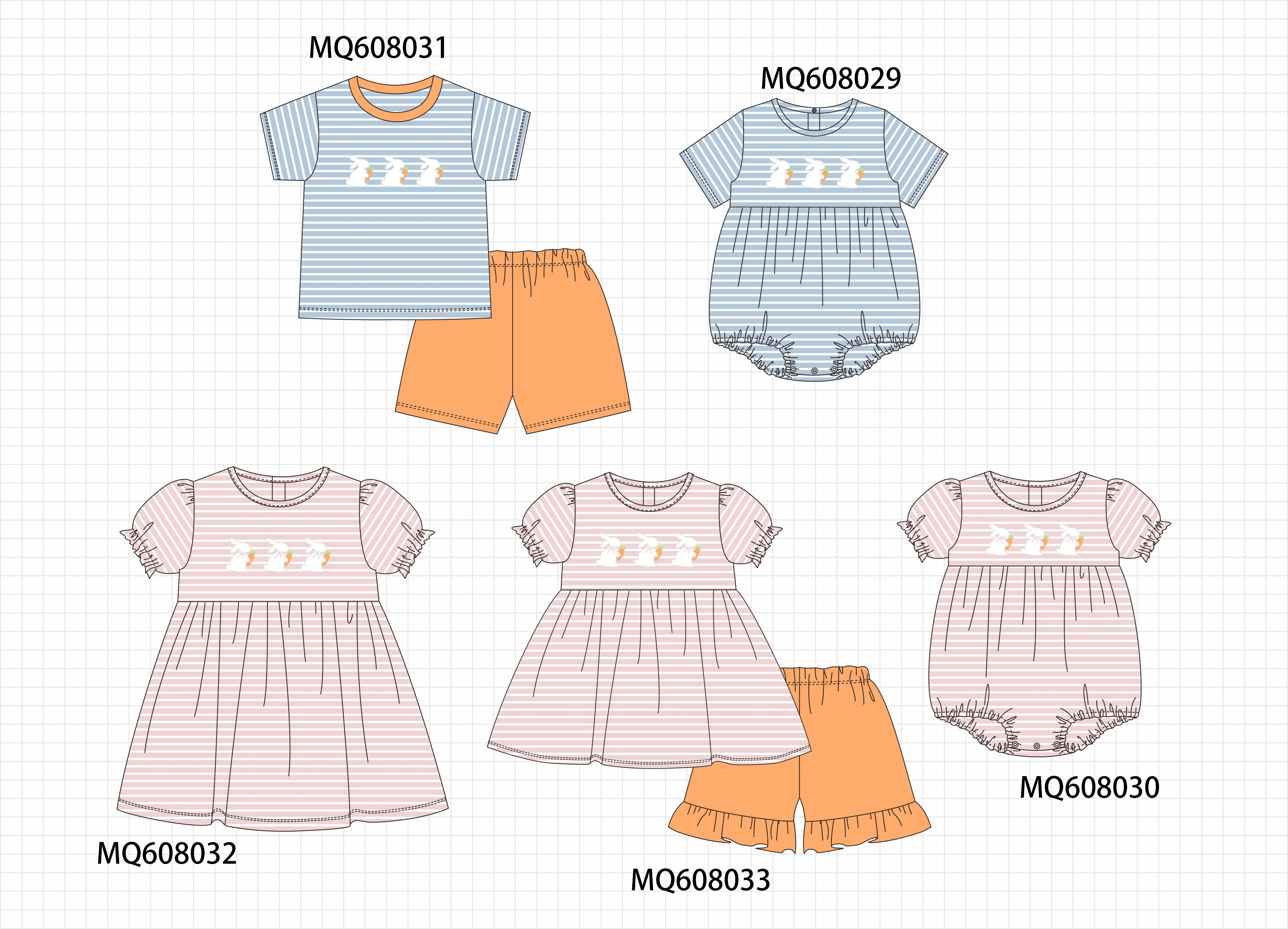 PO103 Pink&blue stripe easter bunny carrot embroidery collection