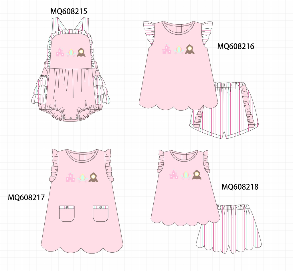 PO103 Pink castle embroidery ruffle collection