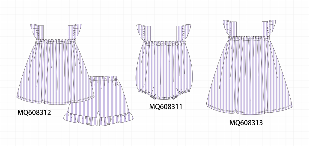 PO103 Purple stripe ruffle girl collection