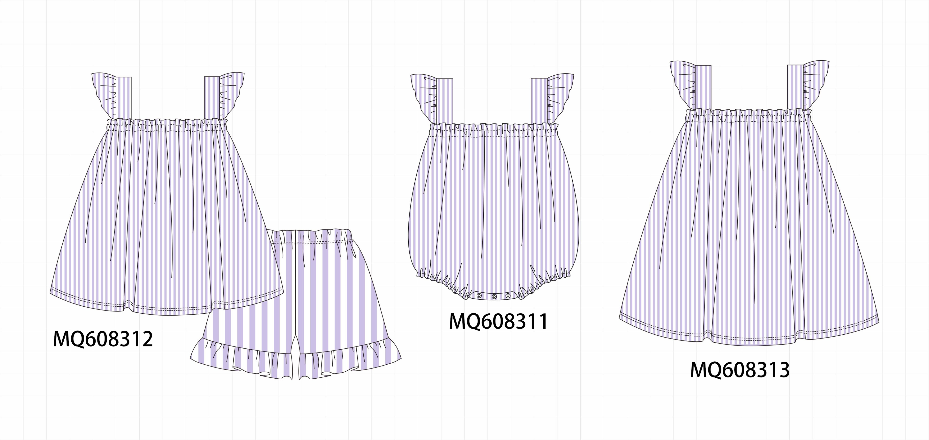 PO103 Purple stripe ruffle girl collection