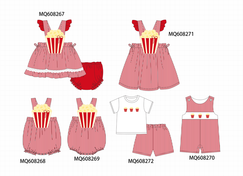 PO103 Red popcorn applique stripe collection