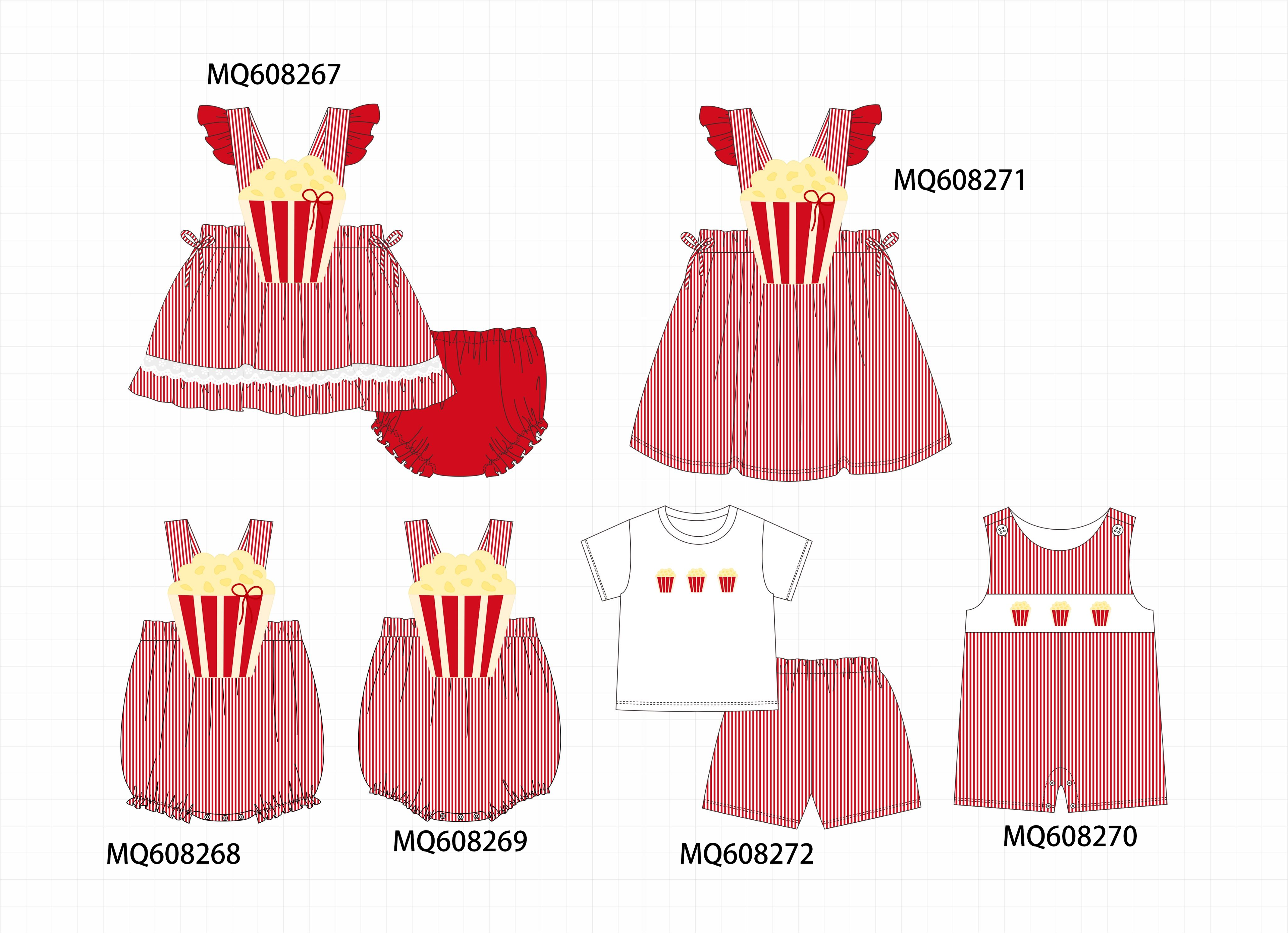 PO103 Red popcorn applique stripe collection