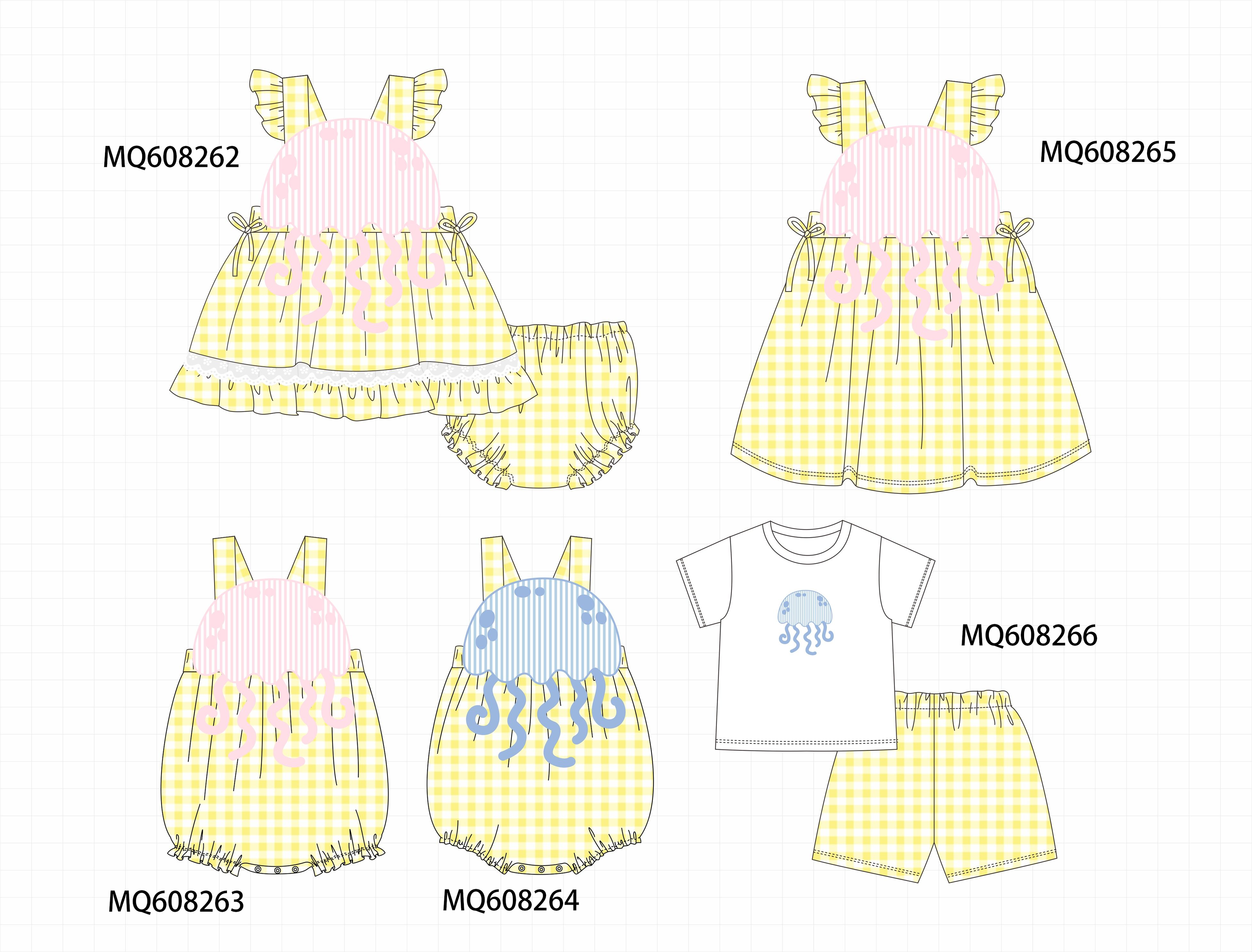 PO103 Yellow jellyfish applique gingham collection