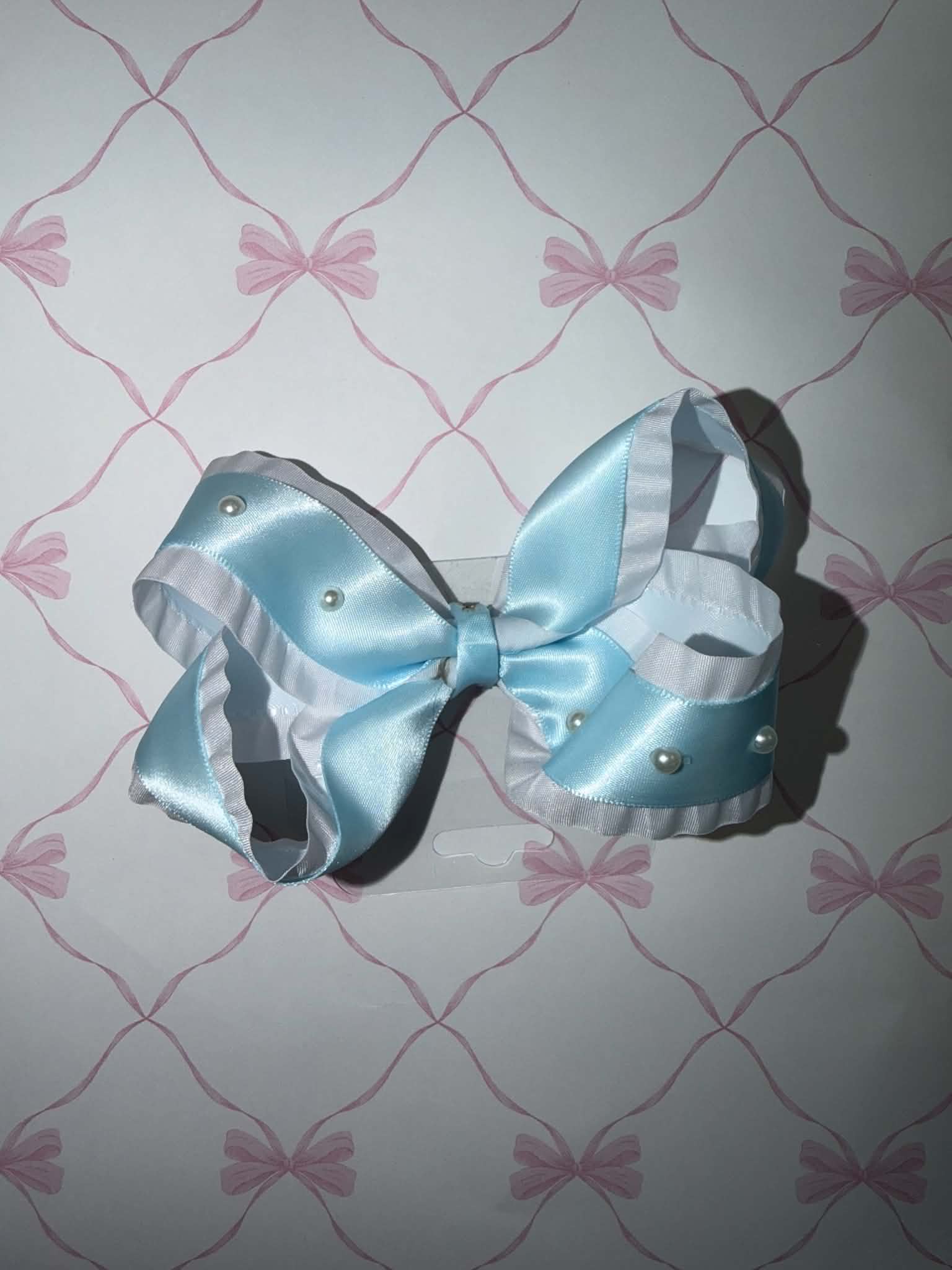 4.5" Blue/White Ruffle Hairbow