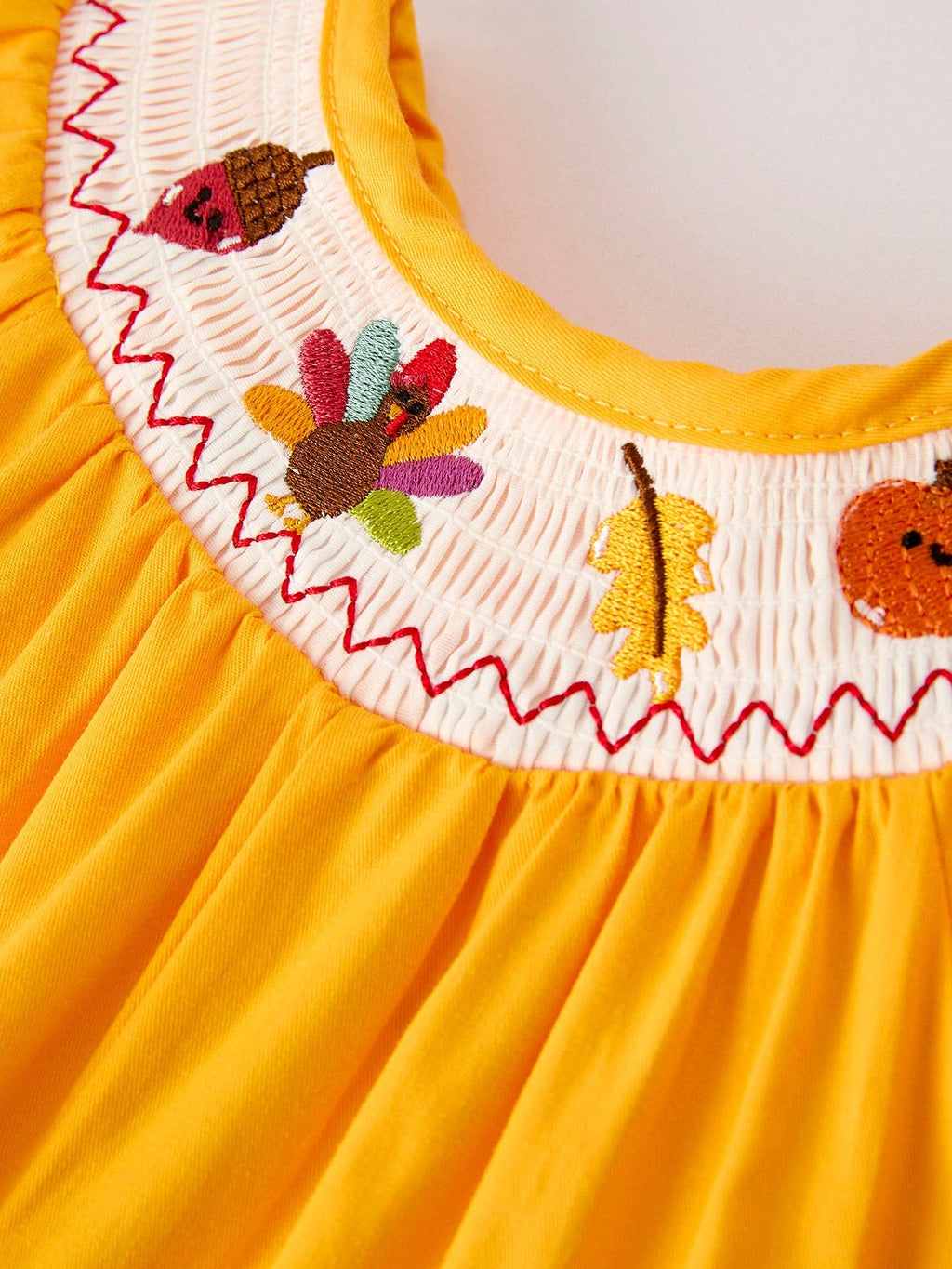 Fall Thanksgiving Smock Girl Romper