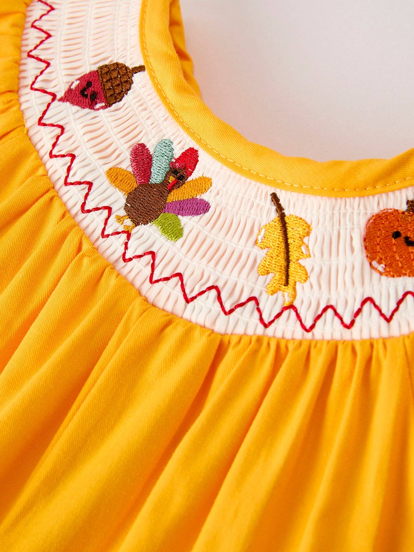 Fall Thanksgiving Smock Girl Romper