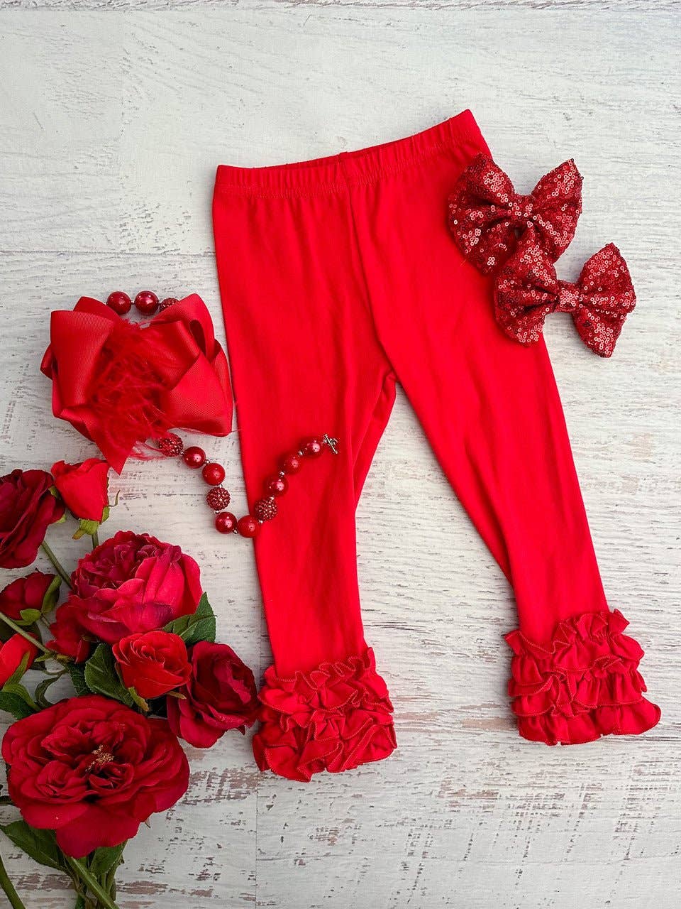 Solid Ruffled Fitted Icing Leggings