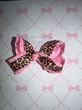 4.5" Light Pink Ruffle/ Cheetah Hairbow
