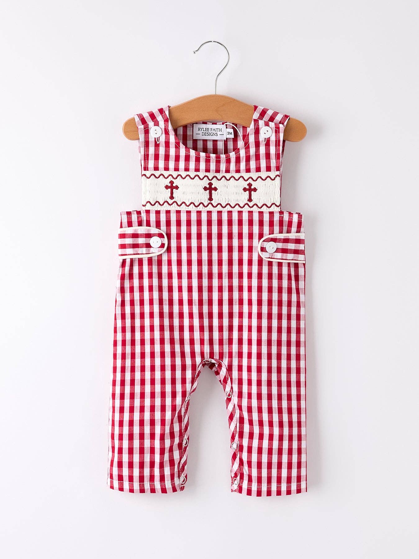 Red Smocked Church Boys Romper