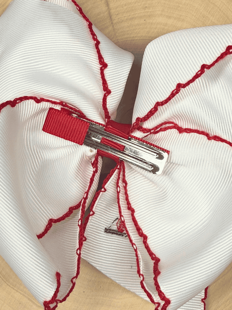 Little Red Farmhouse Barn Embroidered Hair Bow | Clip or Headband