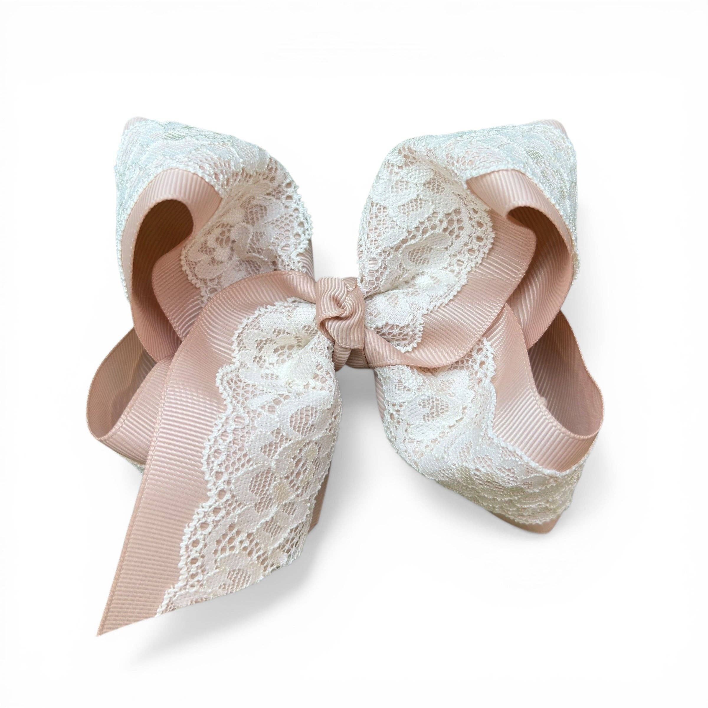 4" Lace hair bows on alligator clip