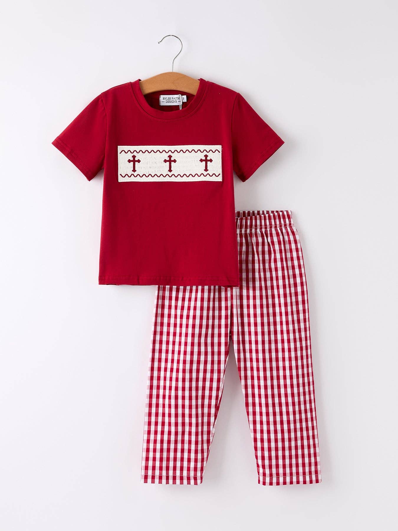 Red Smocked Church Boys Set
