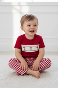 Red Smocked Church Boys Set