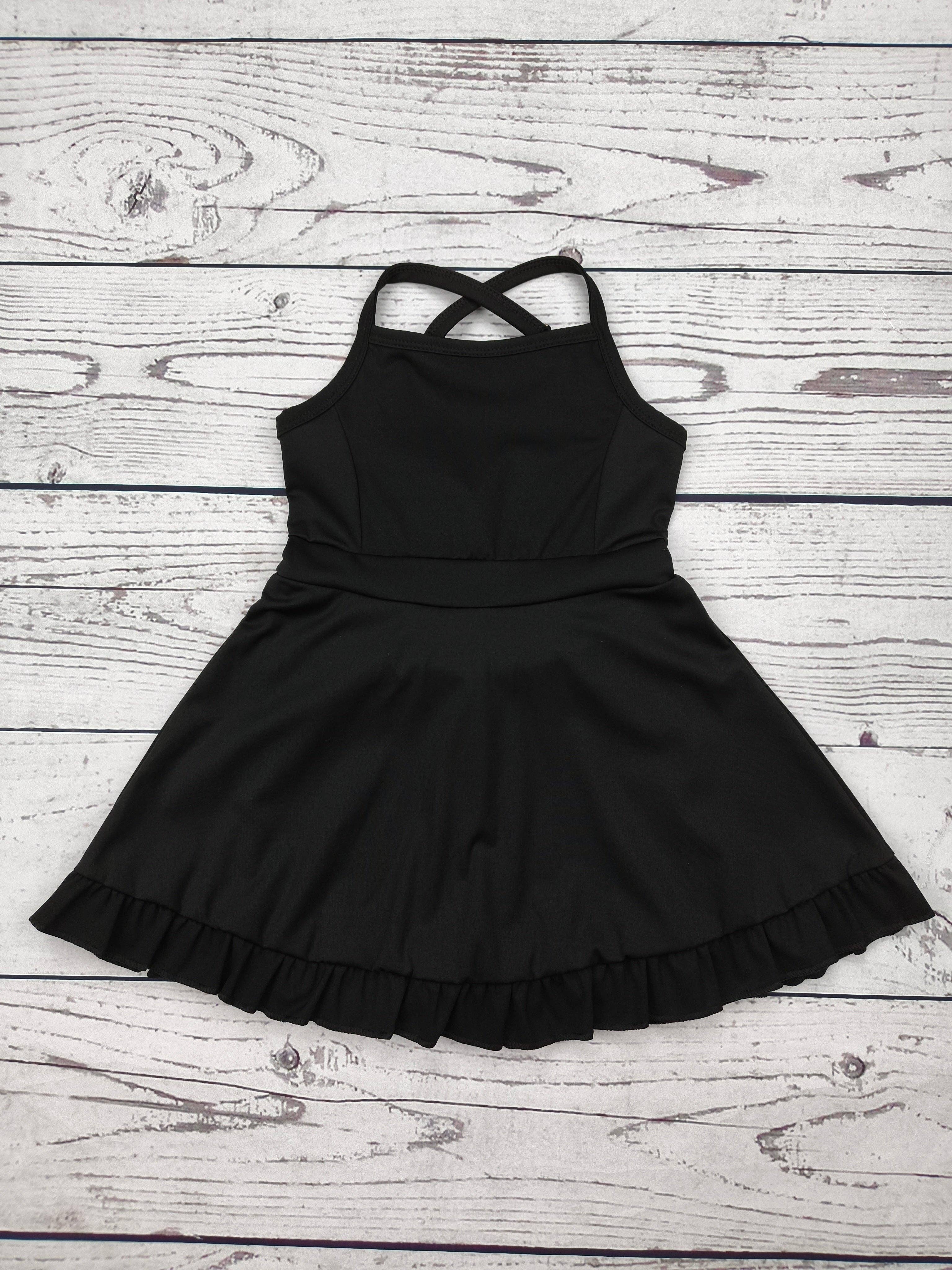 Black Athletic Dress with Ruffle