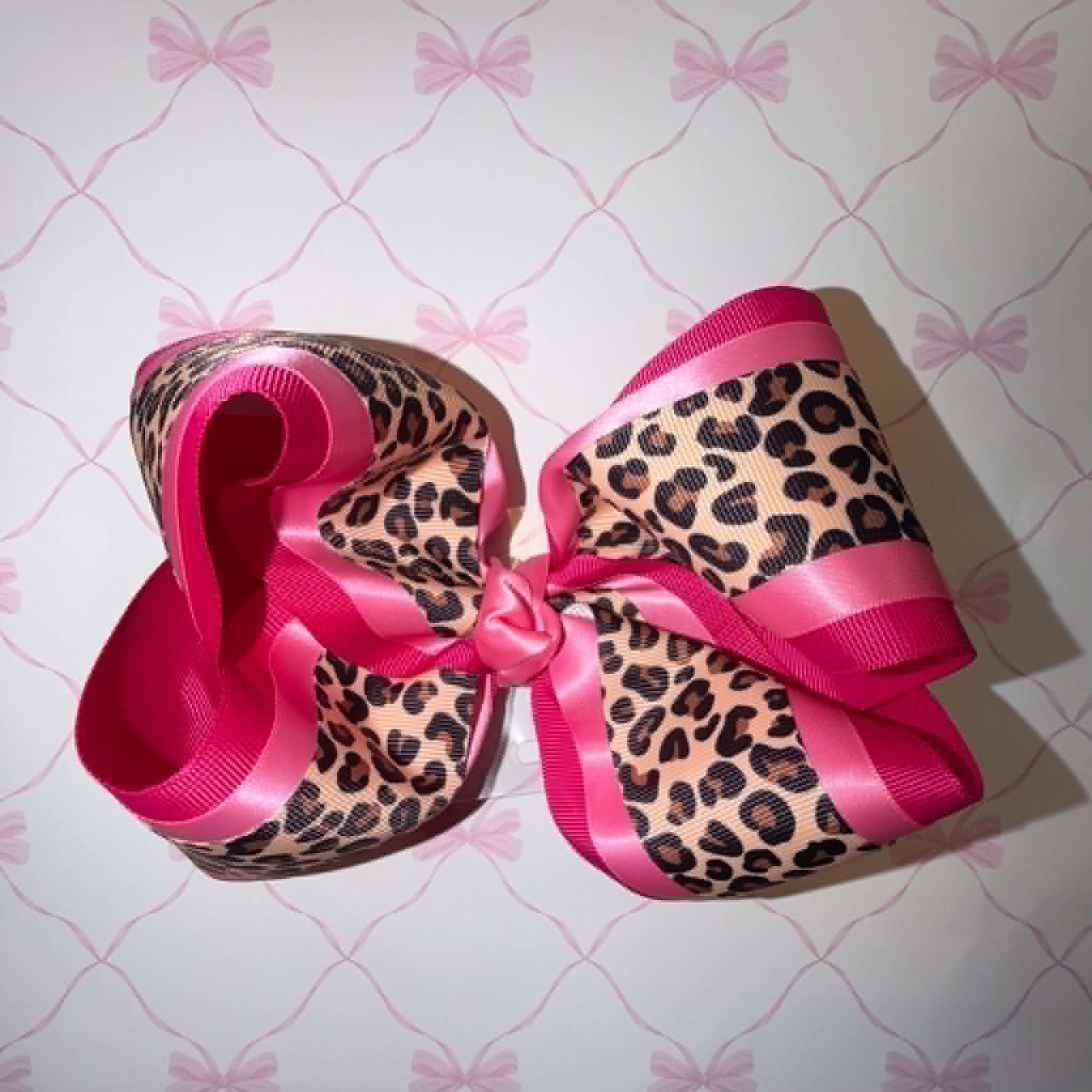 6" Hot Pink/ Light Pink/ Cheetah Hairbow