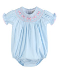 Blue and Pink Bow Smocked Romper