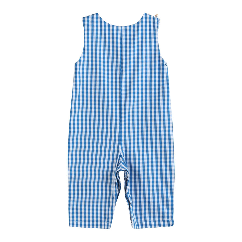Blue Gingham Pumpkin Train Smocked Longalls