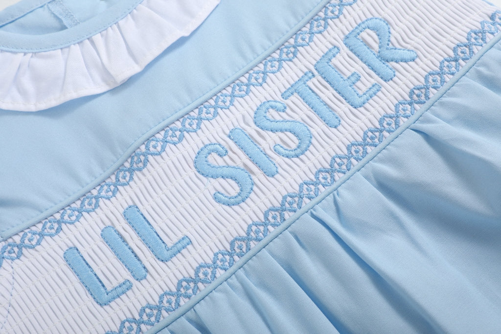 Blue Lil Sister Smocked Romper