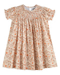 Brown Floral Smocked Bishop Dress