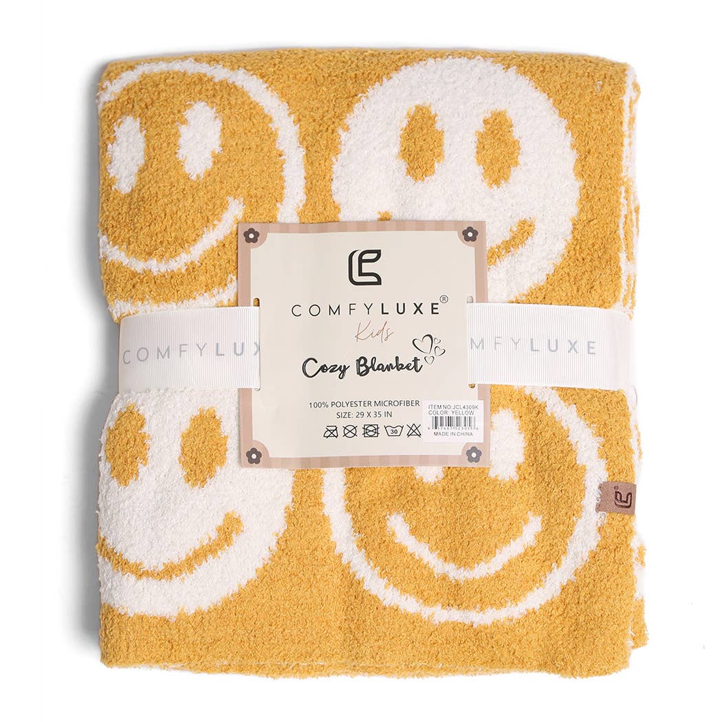 Happy Face Pattern Kids Throw Blanket