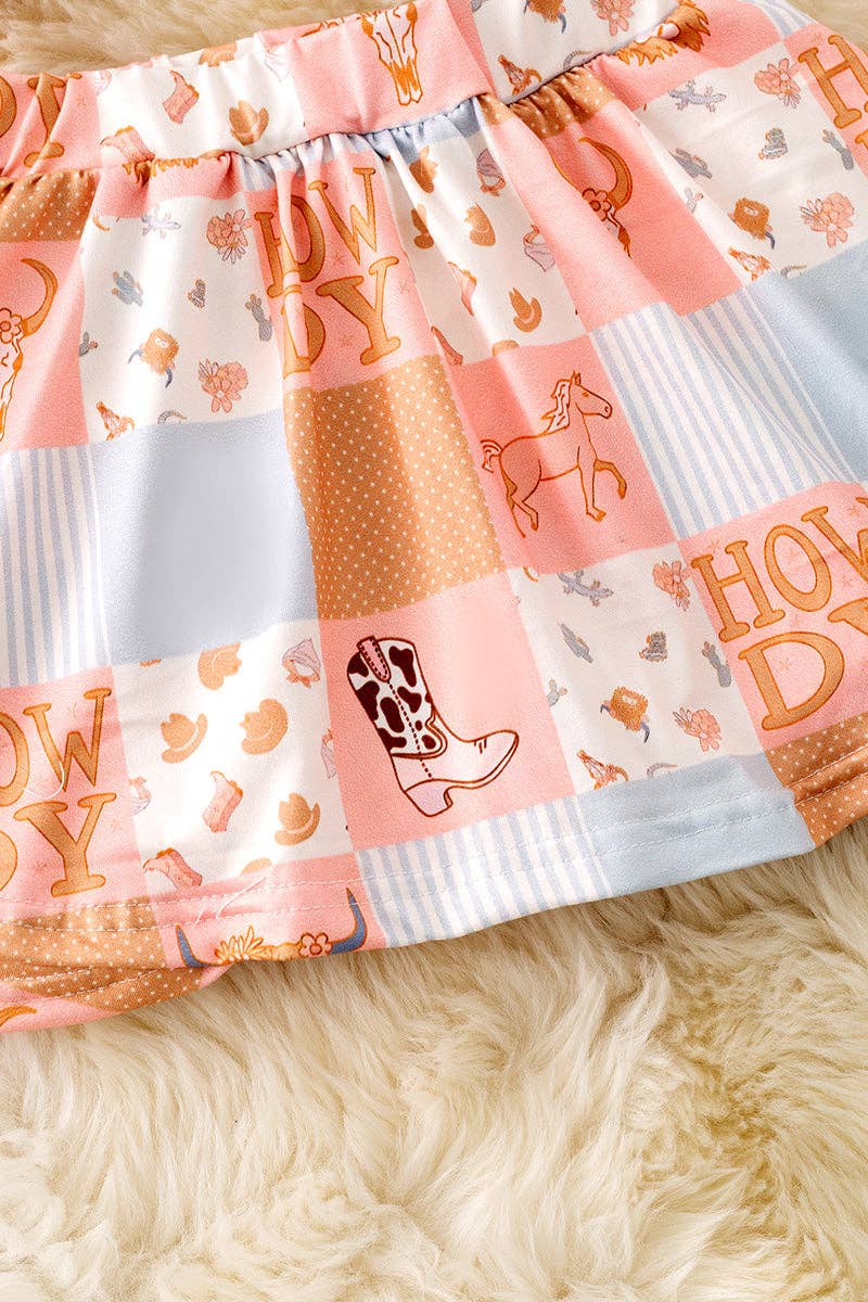 Howdy printed skort set