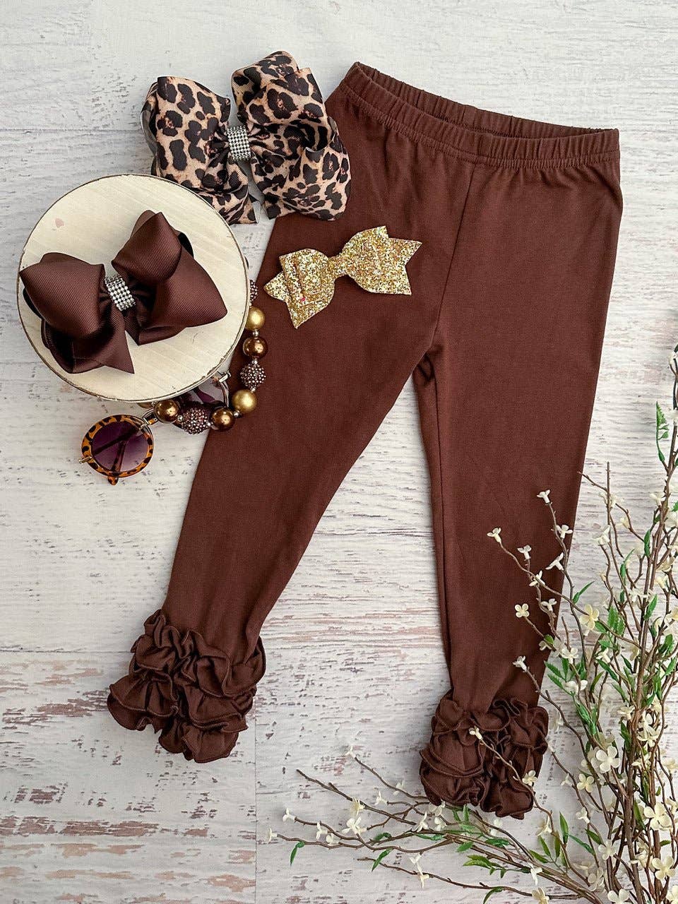 Solid Ruffled Fitted Icing Leggings