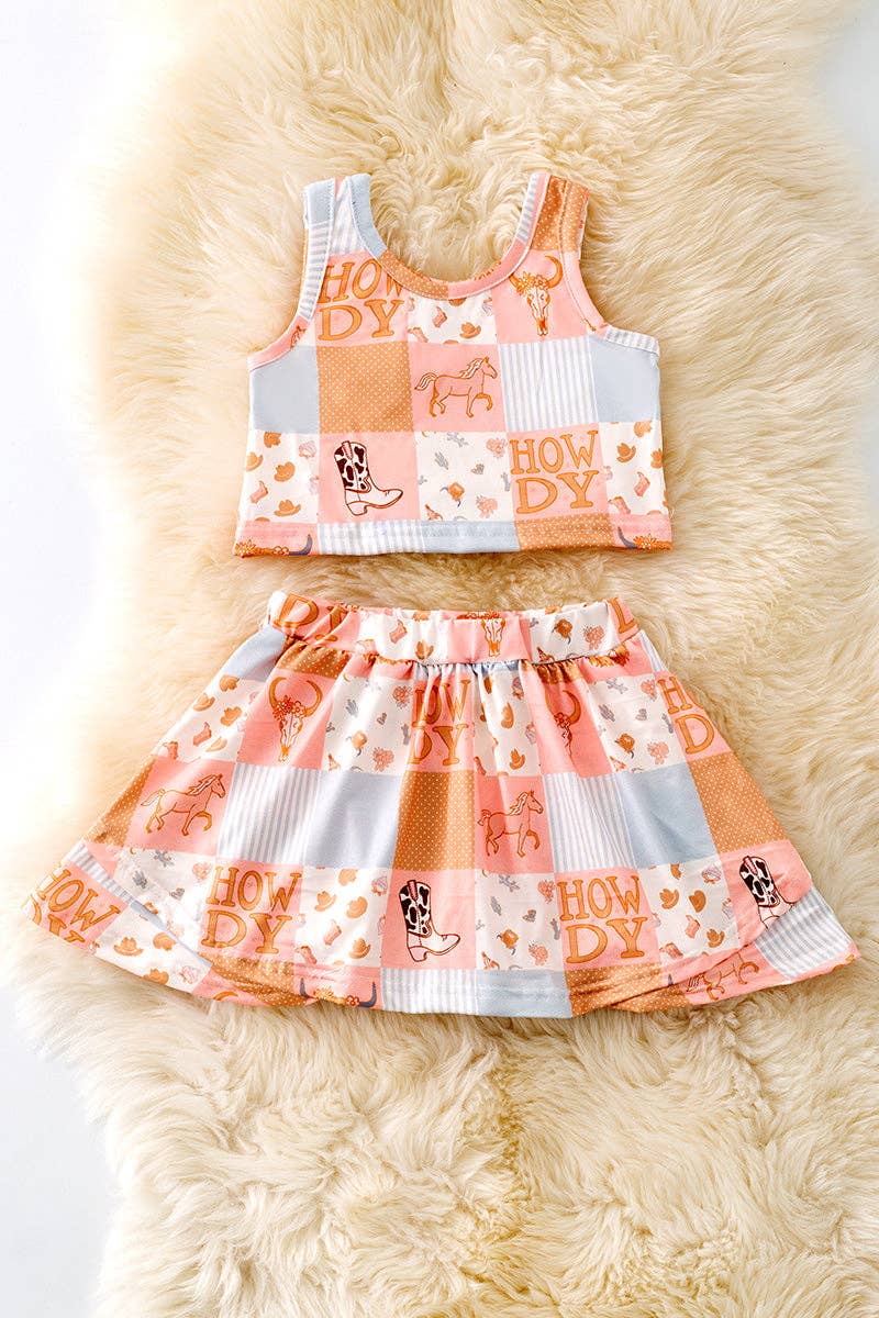Howdy printed skort set