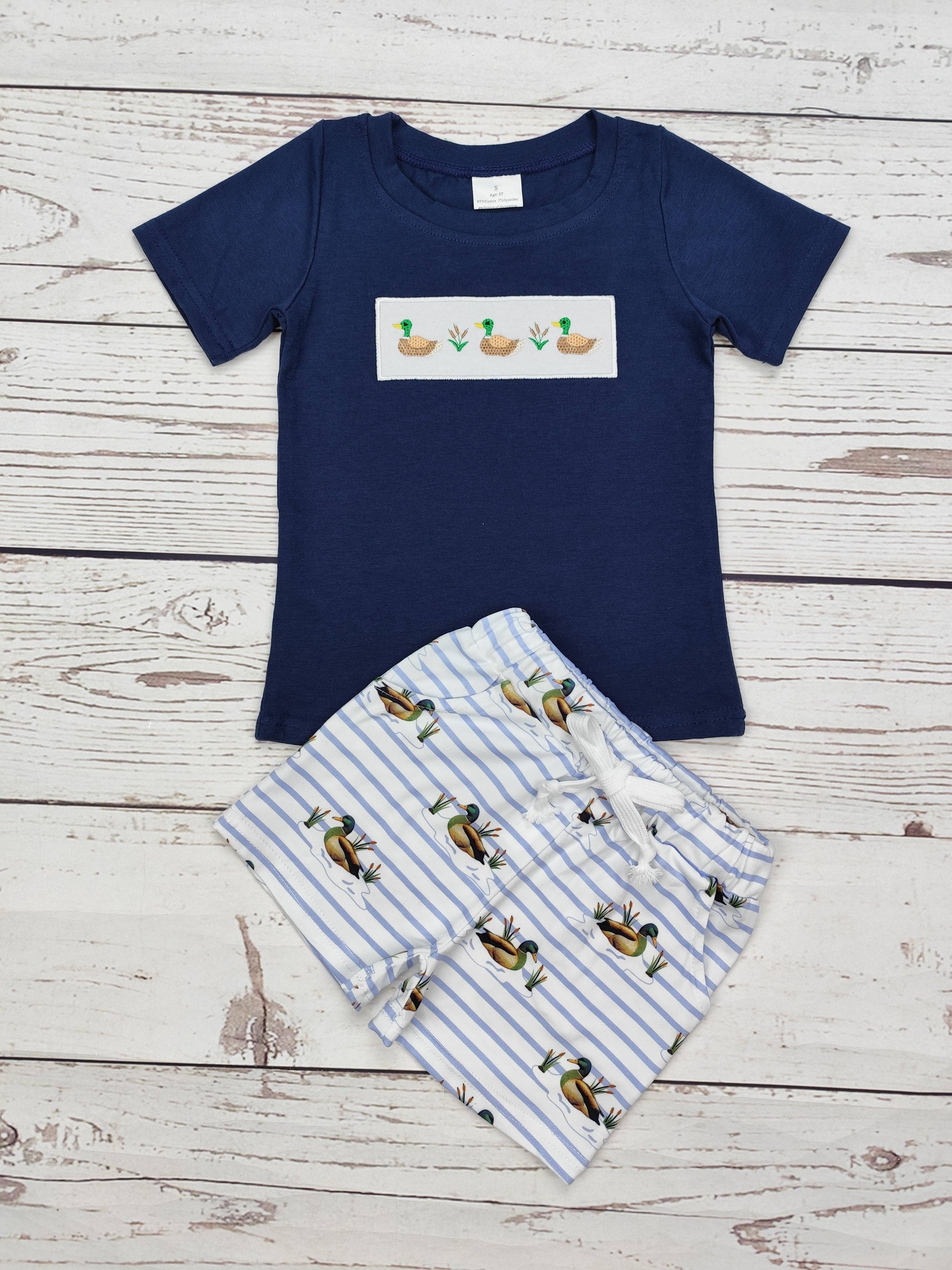 Boys Duck Appliqué Shorts Set