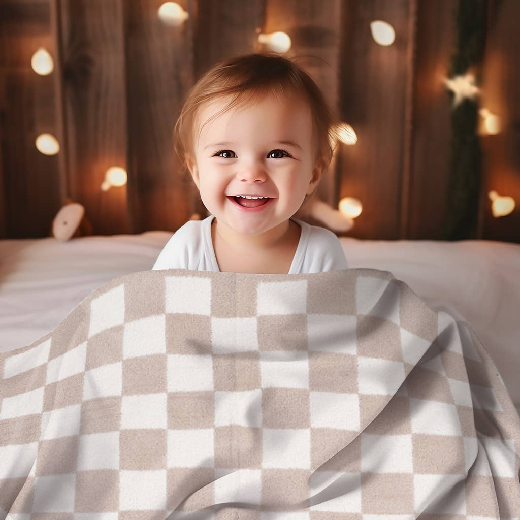 Kids Checkered Pattern Soft Throw Blanket