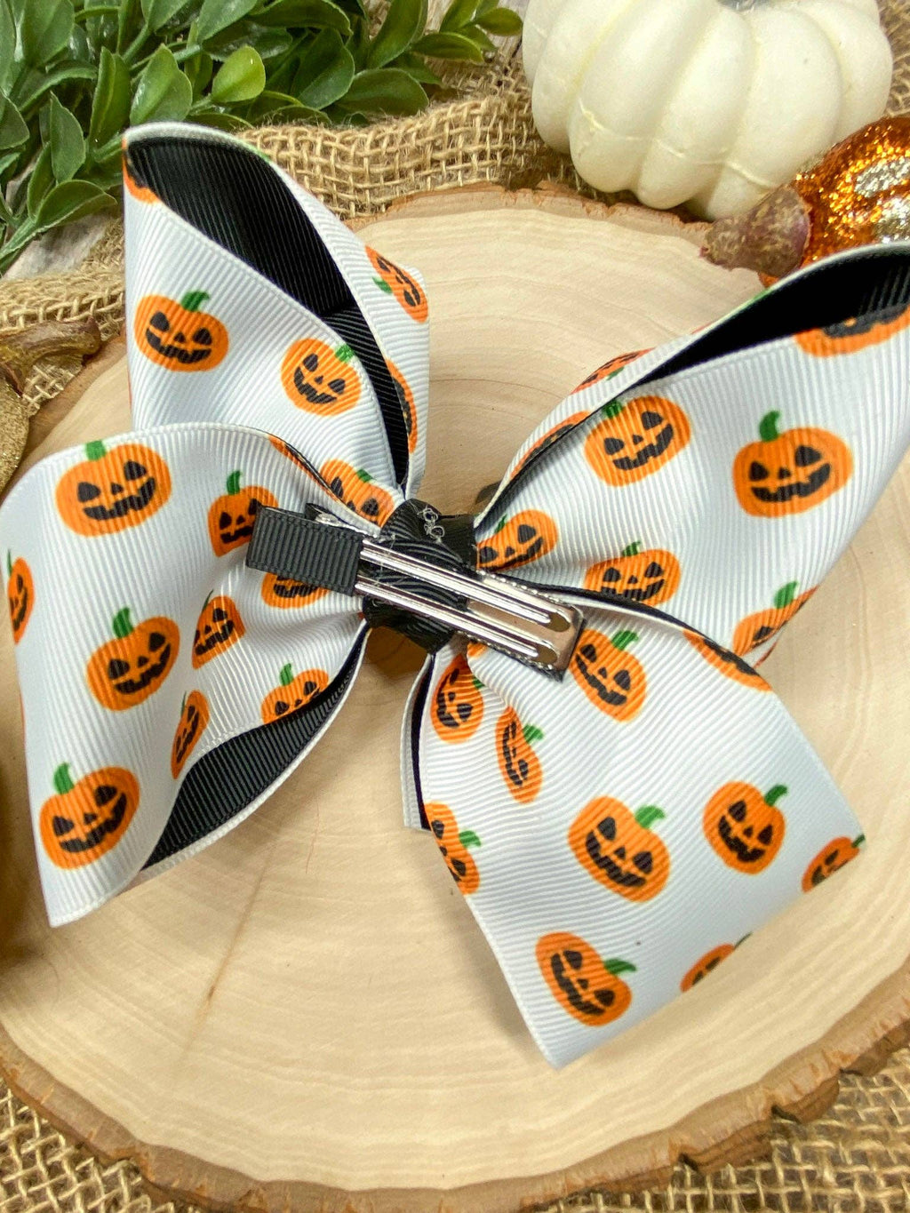 Jack-O-Lantern Hair Bow | Halloween Hair Bow | Clip or Headband
