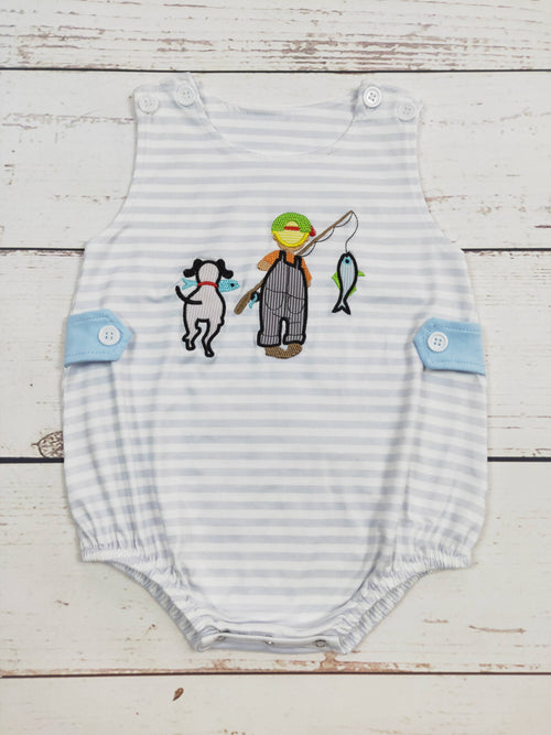 Boy Fishing Lure Appliqué Bubble