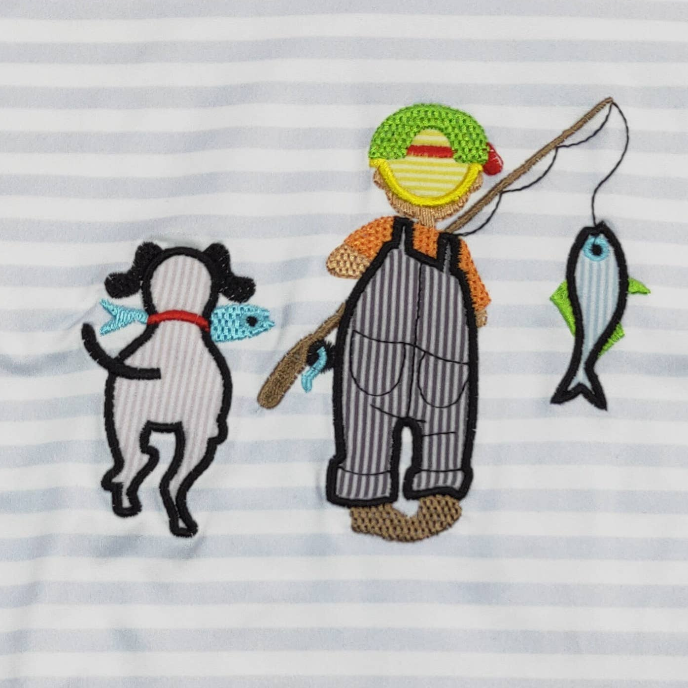 Boy Fishing Lure Appliqué Bubble