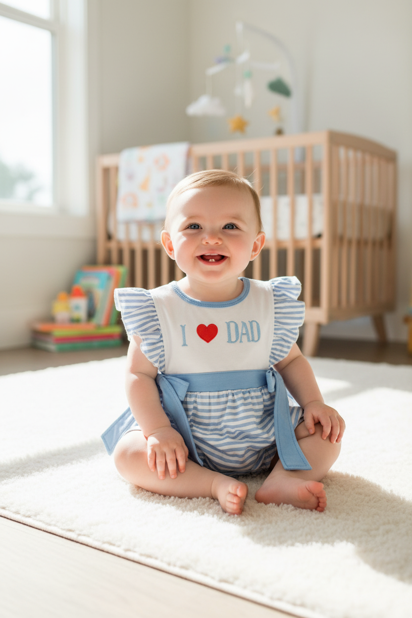 I Love DAD Appliqué Girls Bubble