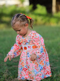 Pumpkin Bow Smock Floral Dress