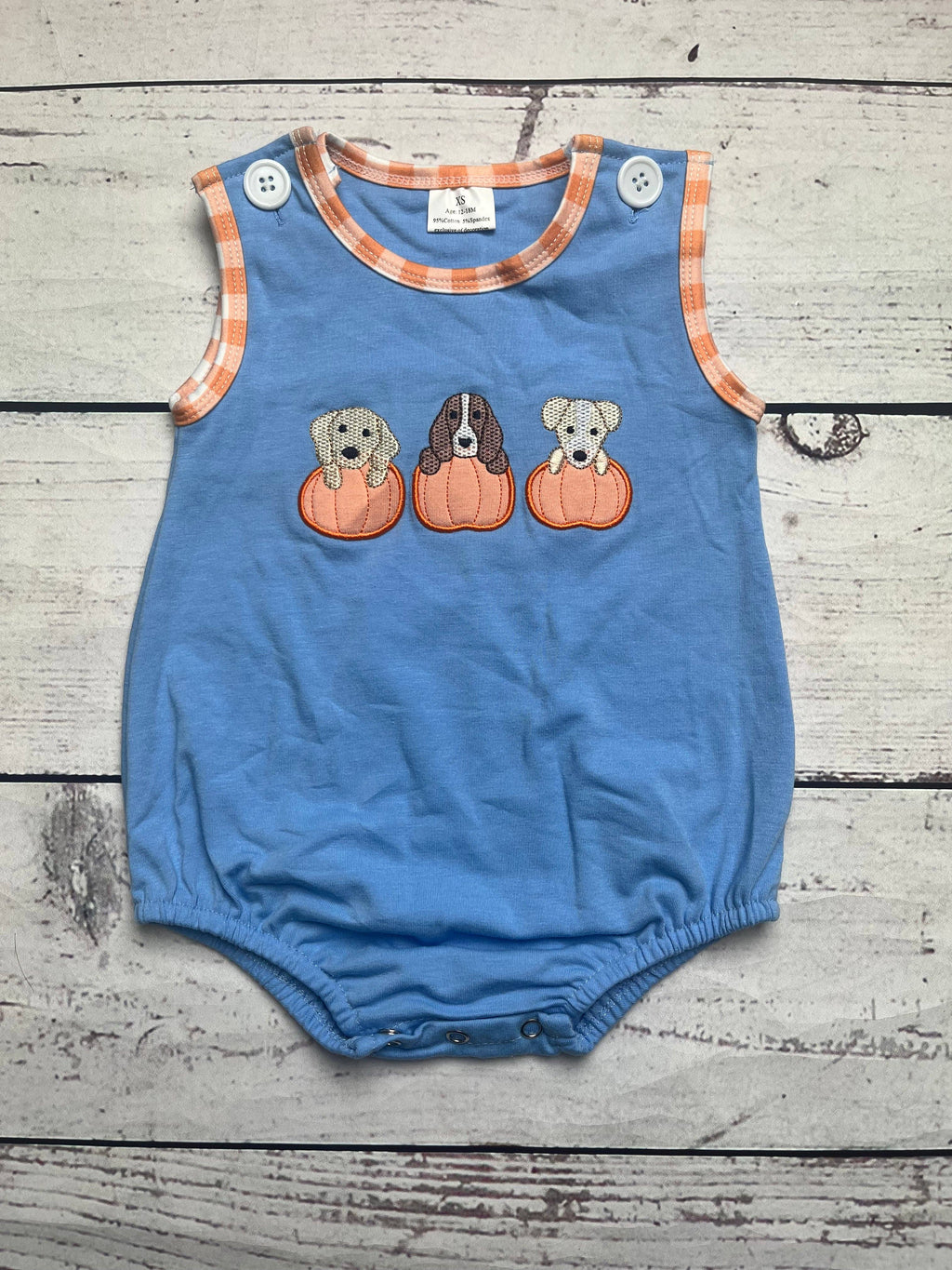 Baby Boy Puppy Pumpkin Appliqué Bubble
