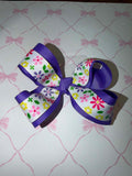 4.5" Purple Floral Hairbow
