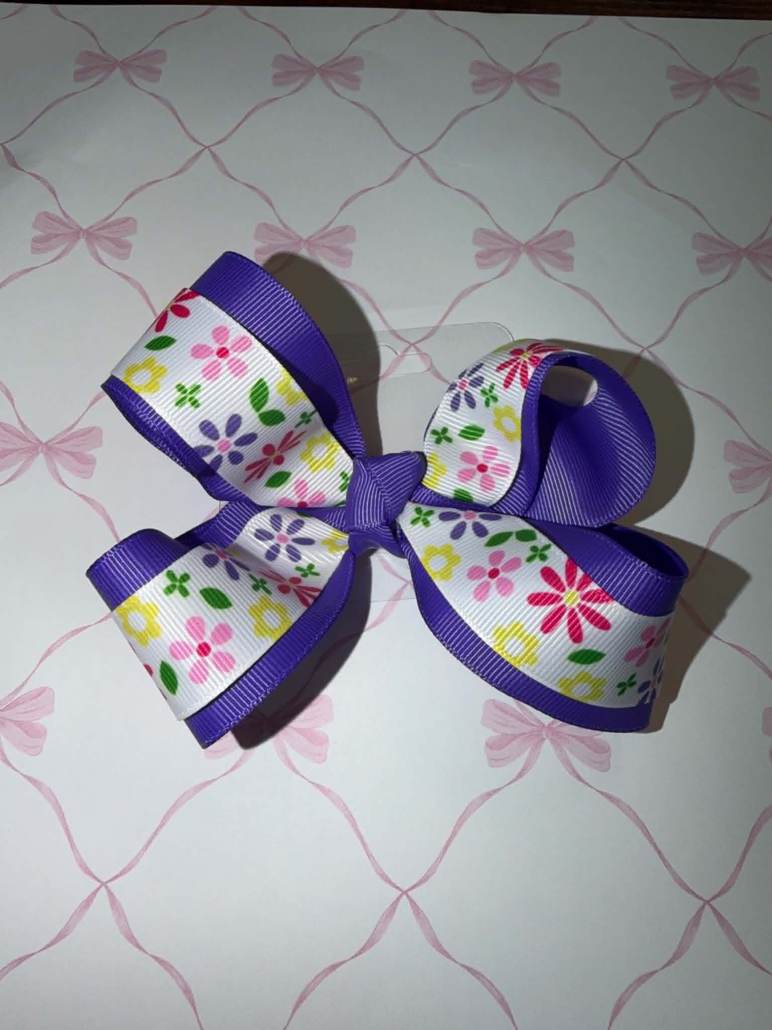 4.5" Purple Floral Hairbow