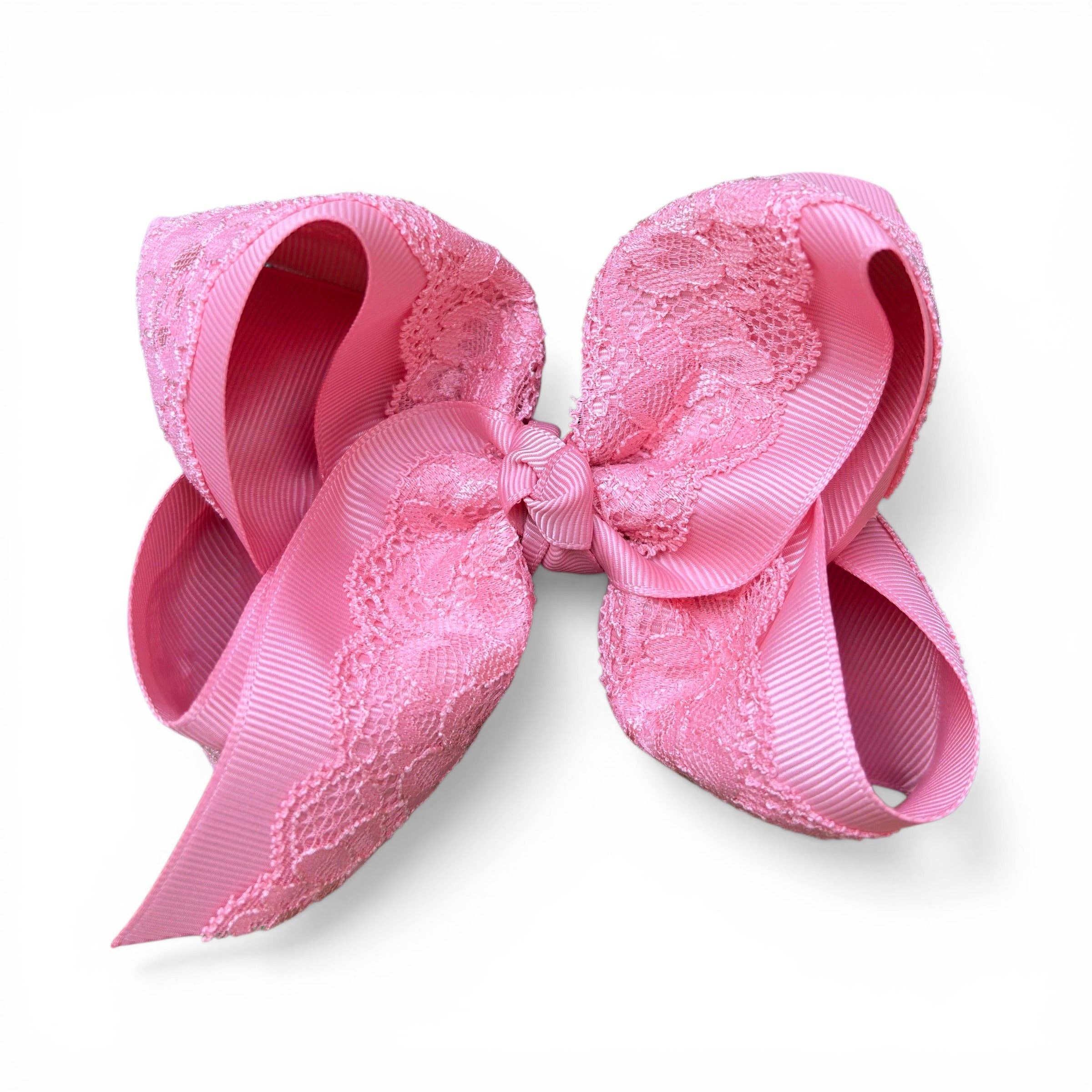 4" Lace hair bows on alligator clip