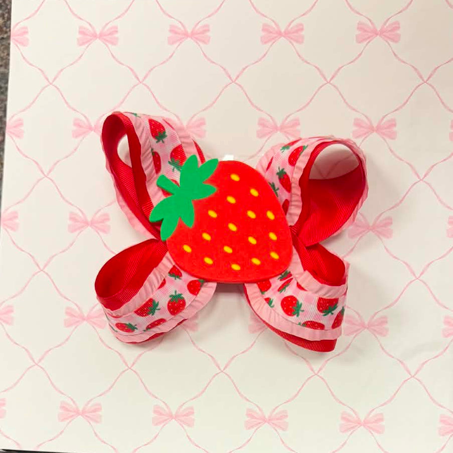 6" Strawberry Hairbow