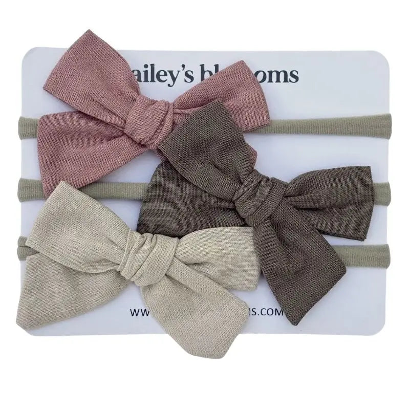 3-piece Linen Cotton Nylon Headband Set