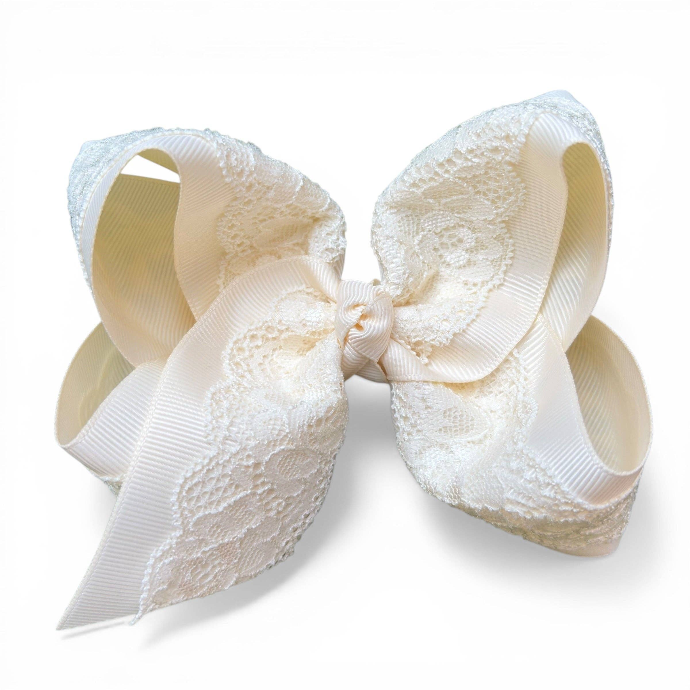 4" Lace hair bows on alligator clip