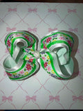 6" Green Floral Hairbow