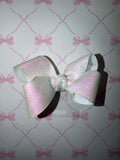 4" White Glitter Hairbow