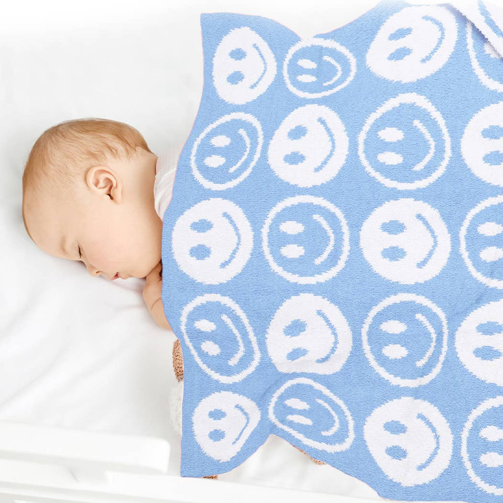 Happy Face Pattern Kids Throw Blanket