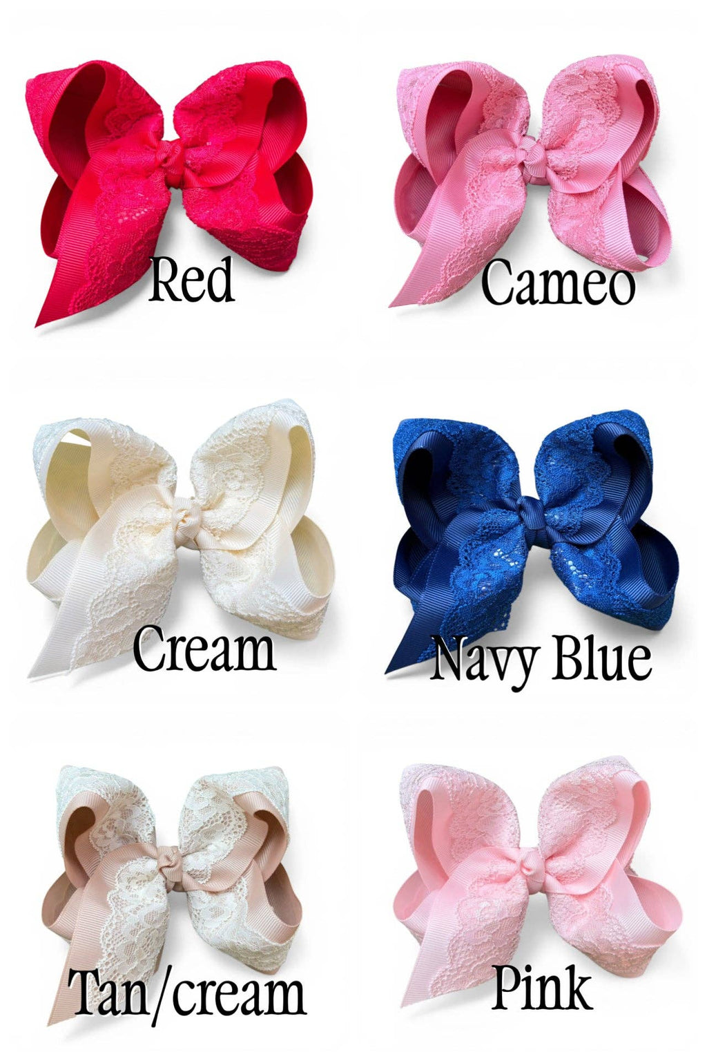 4" Lace hair bows on alligator clip