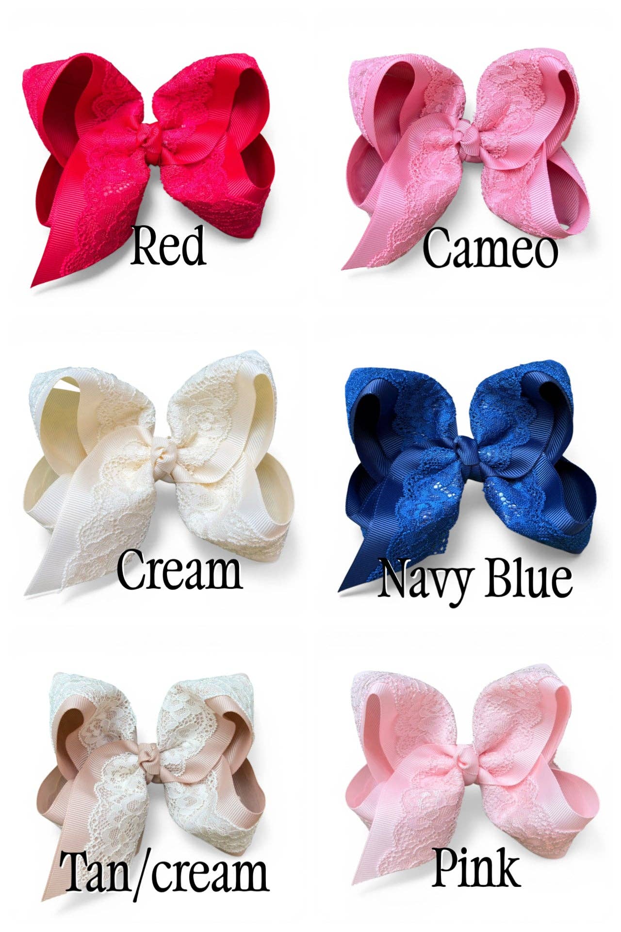 4" Lace hair bows on alligator clip