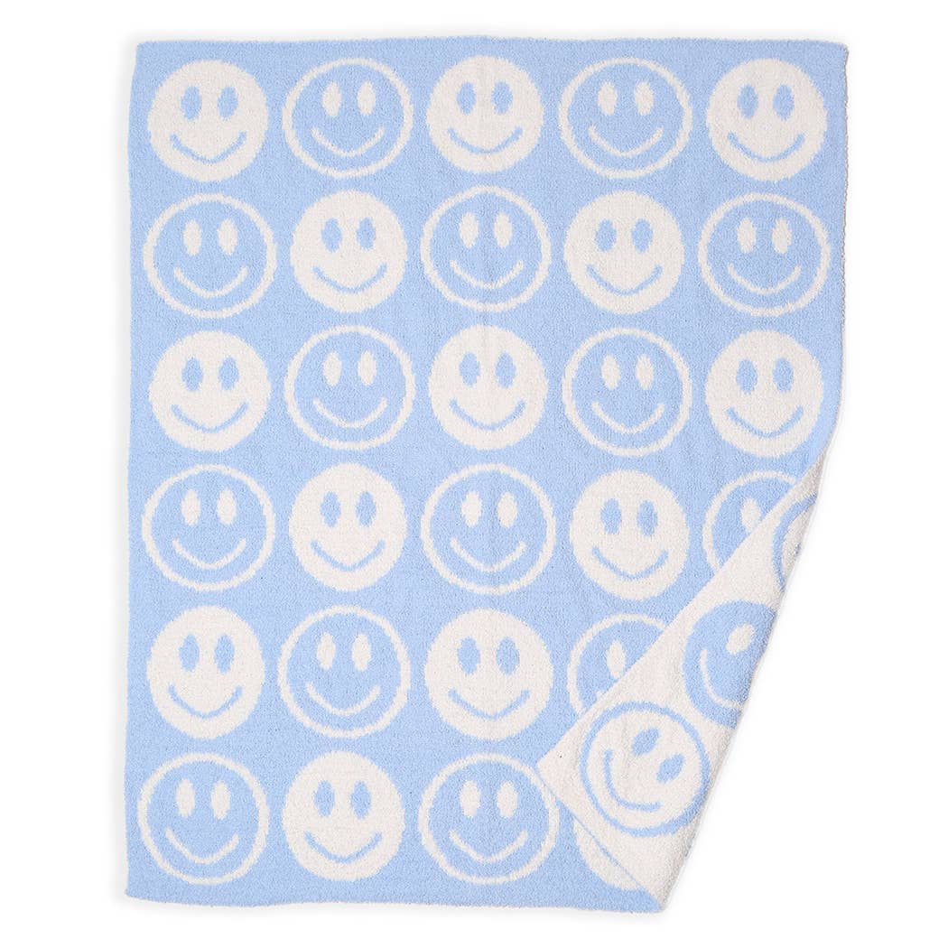 Happy Face Pattern Kids Throw Blanket