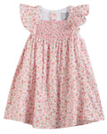 Floral Strawberry Smocked Flutter Dress