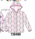 Pink Floral Stripe Ruffle Raincoat