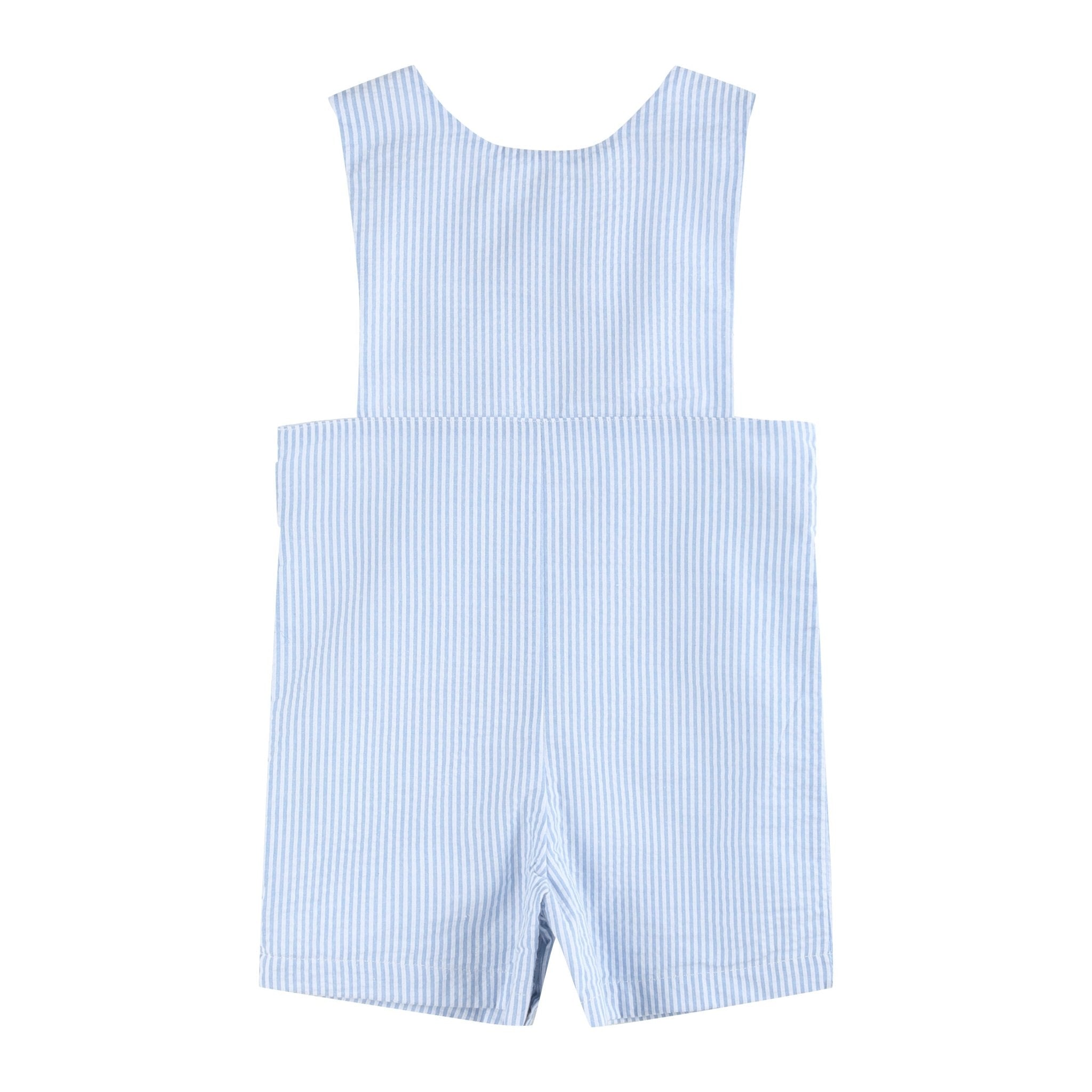 Light Blue Seersucker Lil Brother Smocked Jon Jons